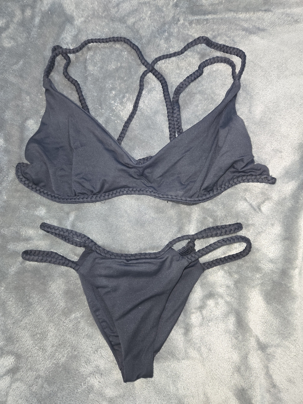 Frankie's Bikinis Braided Strap Black Two-Piece Bikini